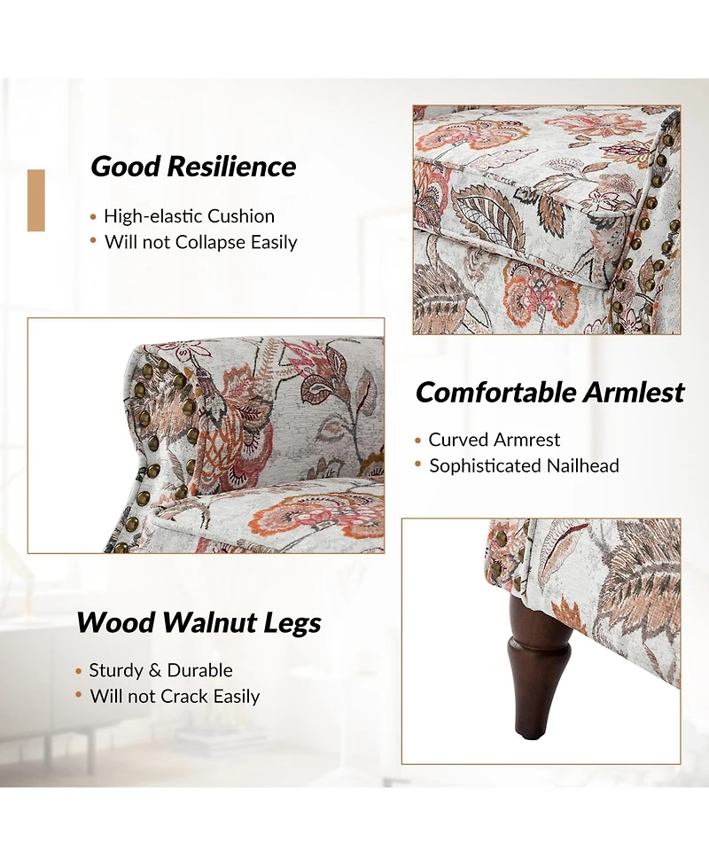 Avelina Wooden Armchair with Nailhead Trim