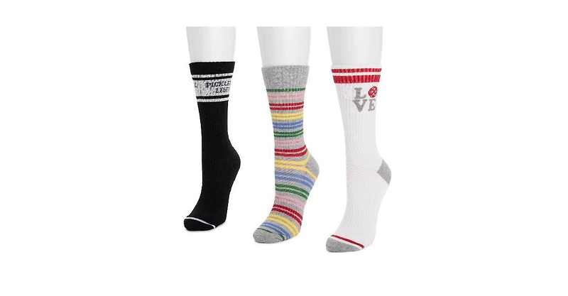 Muk Luks Women's 3 Pack Cotton Compression Crew Socks, Lavender, One
