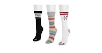 Muk Luks Women's 3 Pack Cotton Compression Crew Socks, Lavender, One