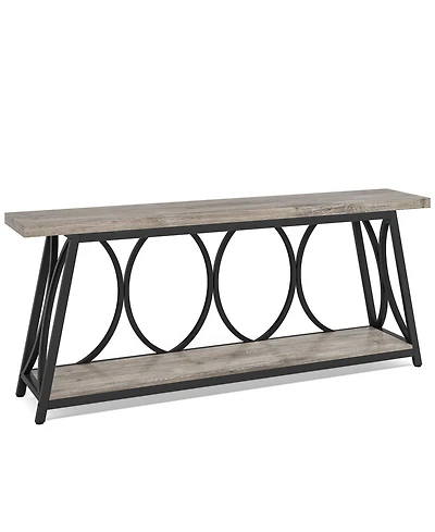 Tribesigns 70.9 inch Extra Long Console Table, Industrial Sofa Table Behind Couch with 2 Tier Storage Shelf, Narrow Entryway Hallway Accent
