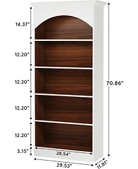 Tribesigns 5-Shelf White Bookcase, 70.9'' Tall Bookshelf with Storage Shelves, Vintage Free-Standing Library Book Shelving Unit