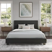 Boyd Sleep Piedmont Leatherette Upholstered Platform Bed Frame with Adjustable Headboard