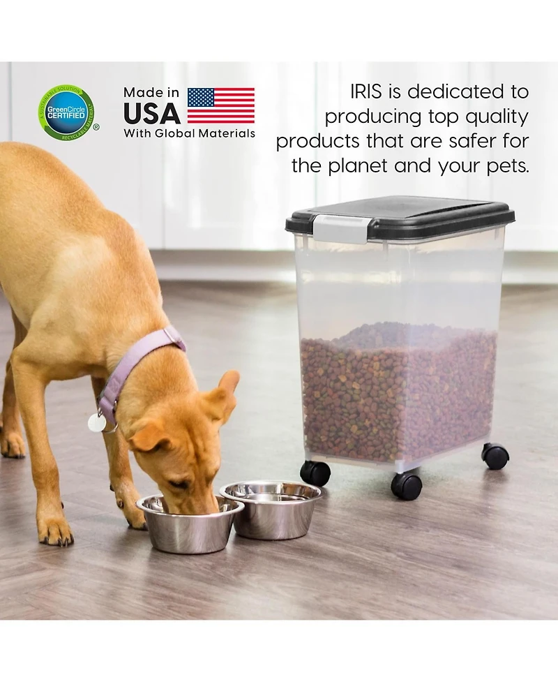 Iris 33qt/25lbs Airtight Pet Food Storage Container, Black