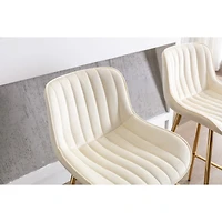 Streamdale Golden Velvet Bar Stools with Chrome Footrest