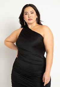 Eloquii Women's Ruched One Shoulder Dress