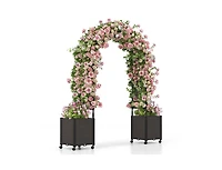 Slickblue 6.6 Feet Arch Arbor Trellis with 2 Planter Boxes & Detachable Pe-Coated Metal Tubes-Black
