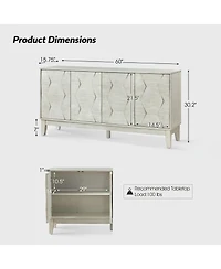 Silakan 60" 4-Doors Sideboard with Solid Wood Legs