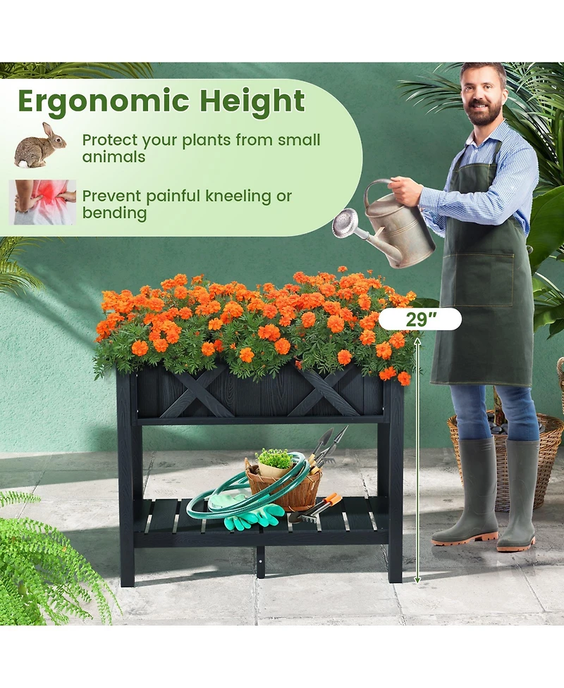 Slickblue Hips Raised Garden Bed Poly Wood Elevated Planter Box