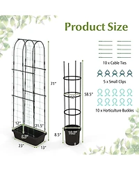 Slickblue 2 Pack Garden Planters with Trellis Cucumber Trellis Tomato Cage-Black