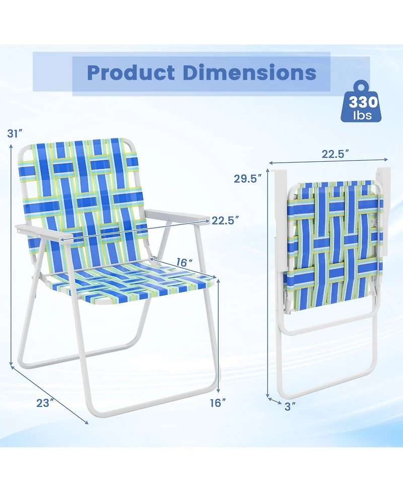 Slickblue Pieces Folding Beach Chair Camping Lawn Webbing