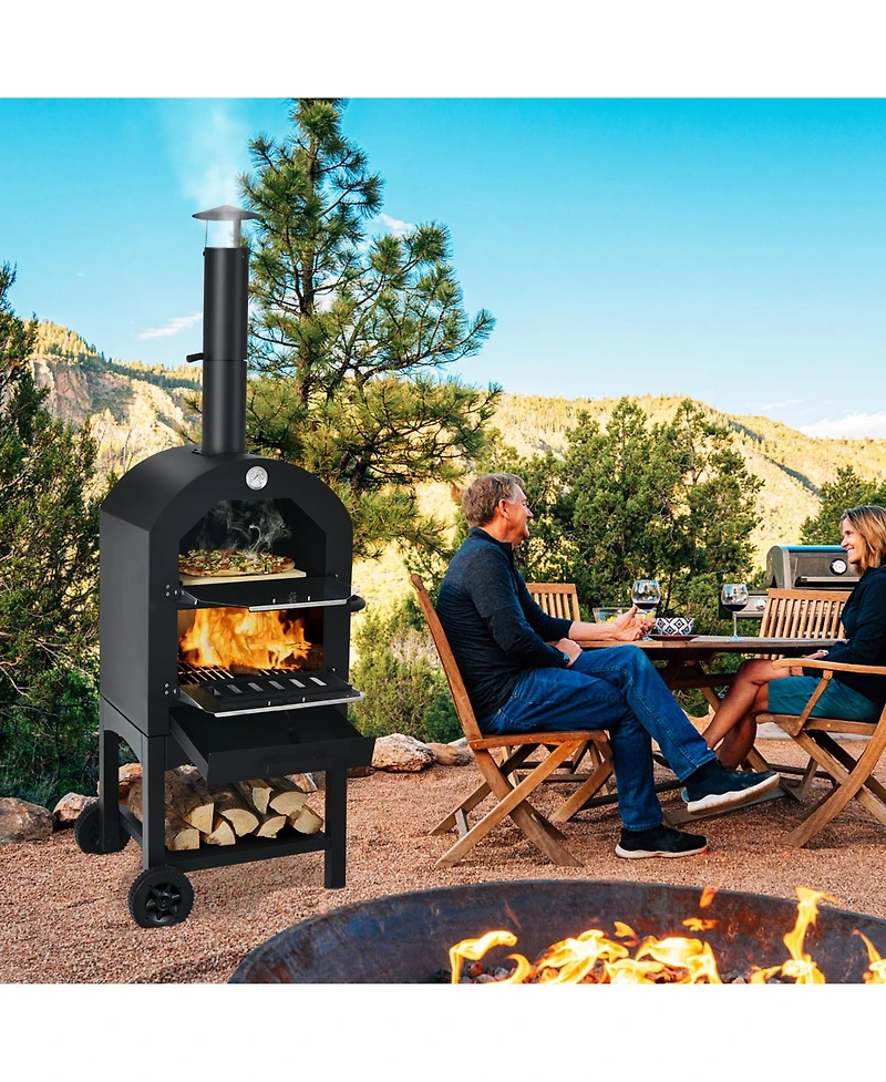 Slickblue Portable Outdoor Pizza Oven with Pizza Stone and Waterproof Cover