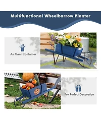 Slickblue Wooden Wagon Planter with 9 Magnetic Accessories for Garden Yard