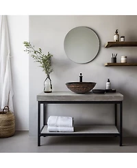 Aquaterior Round Tempered Glass Vessel Sink w/ Bathroom Single-Hole Faucet Drain