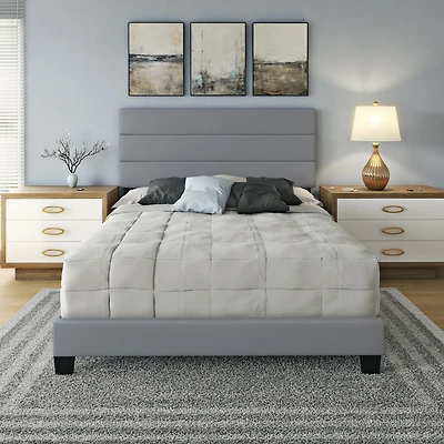 Boyd Sleep Piedmont Leatherette Upholstered Platform Bed Frame with Adjustable Headboard - No Box Spring Required