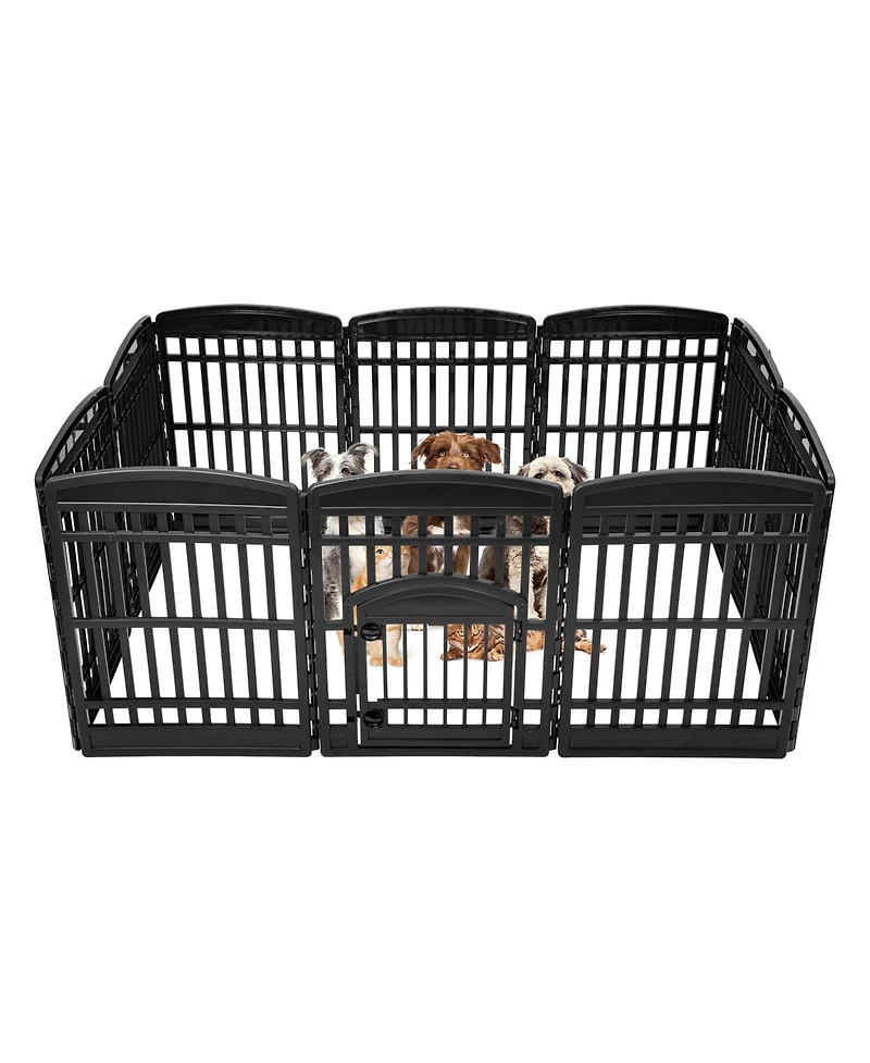 Iris Usa 35" Exercise 10-Panel Pet Playpen with Door. Small, Medium, and Large Dogs, Keep Pets Secure, Easy Assembly & Storying, Customizable, Black