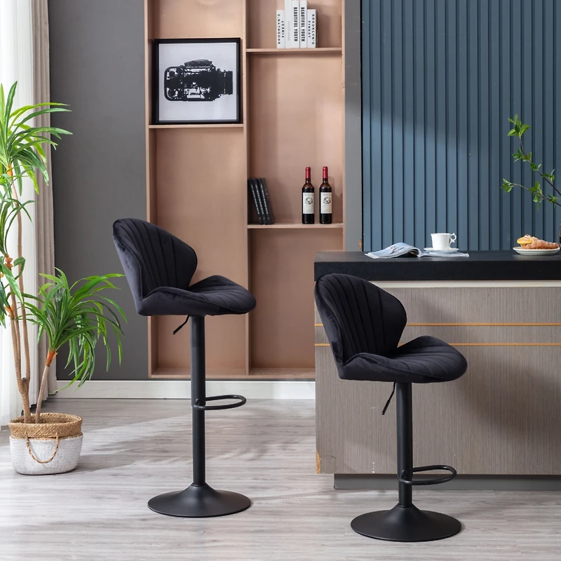 Streamdale Adjustable Counter-Height Bar Stools with Backrest and Footrest (Set of 2)