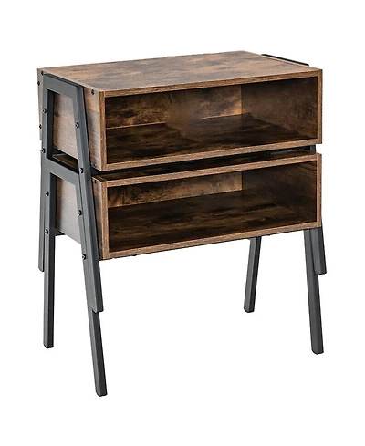 Sugift 2 Pieces Stackable Night Stand Bedside End Table Set