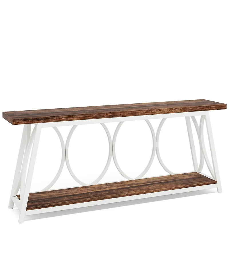 Tribesigns 70.9 inch Extra Long Console Table, Industrial Sofa Table Behind Couch with 2 Tier Storage Shelf, Narrow Entryway Hallway Accent