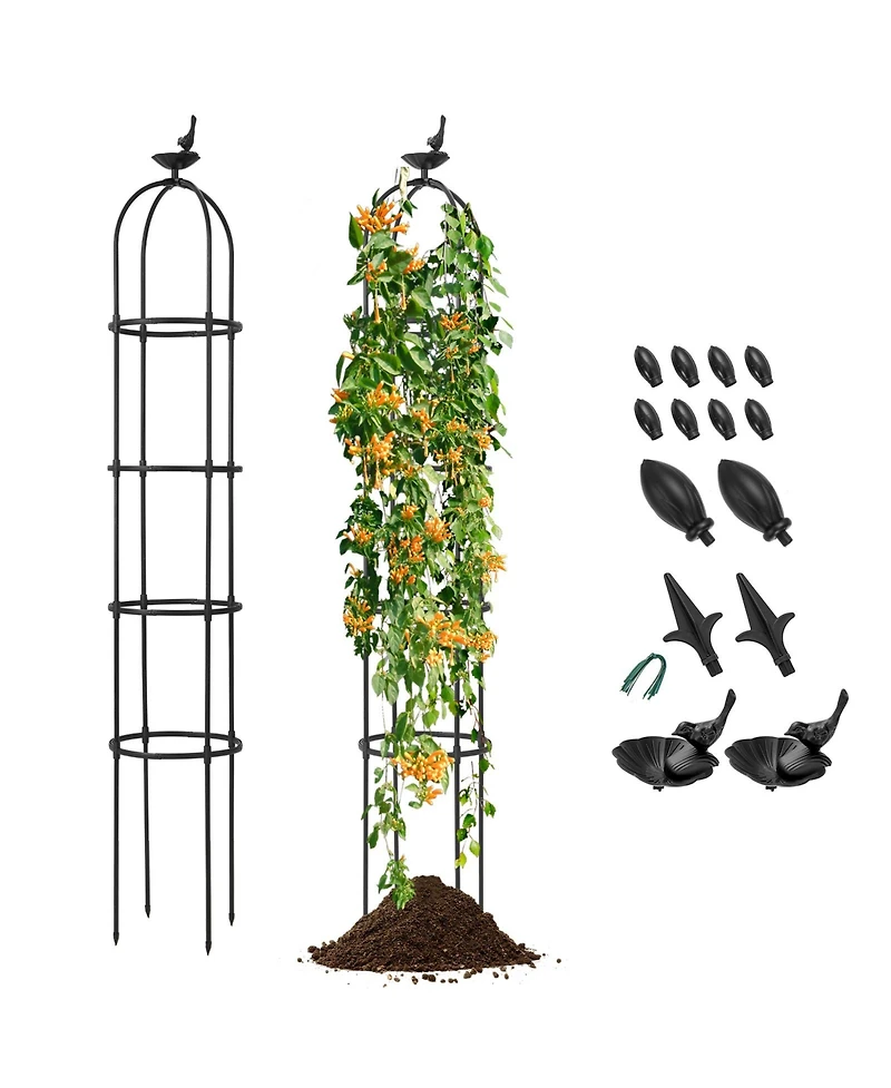 2-Pack Garden Obelisk Trellis for Climbing Plants-Black