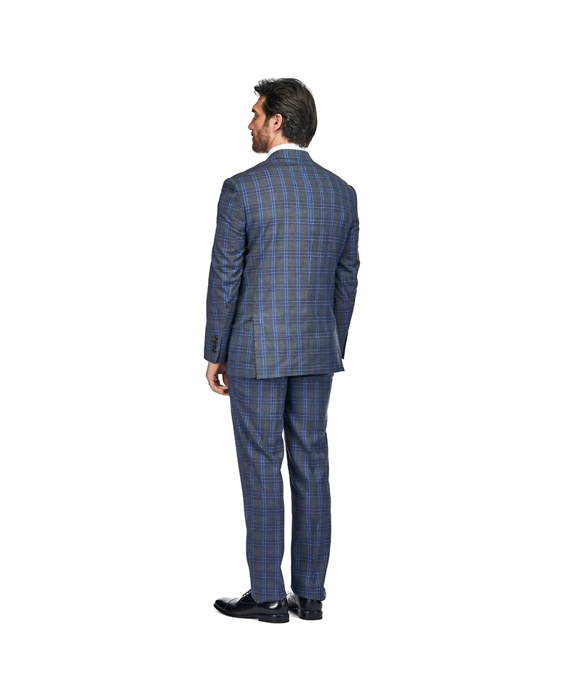 Gino Vitale Men's 2-Piece Double Breasted Checked Plaid Slim Fit Suit