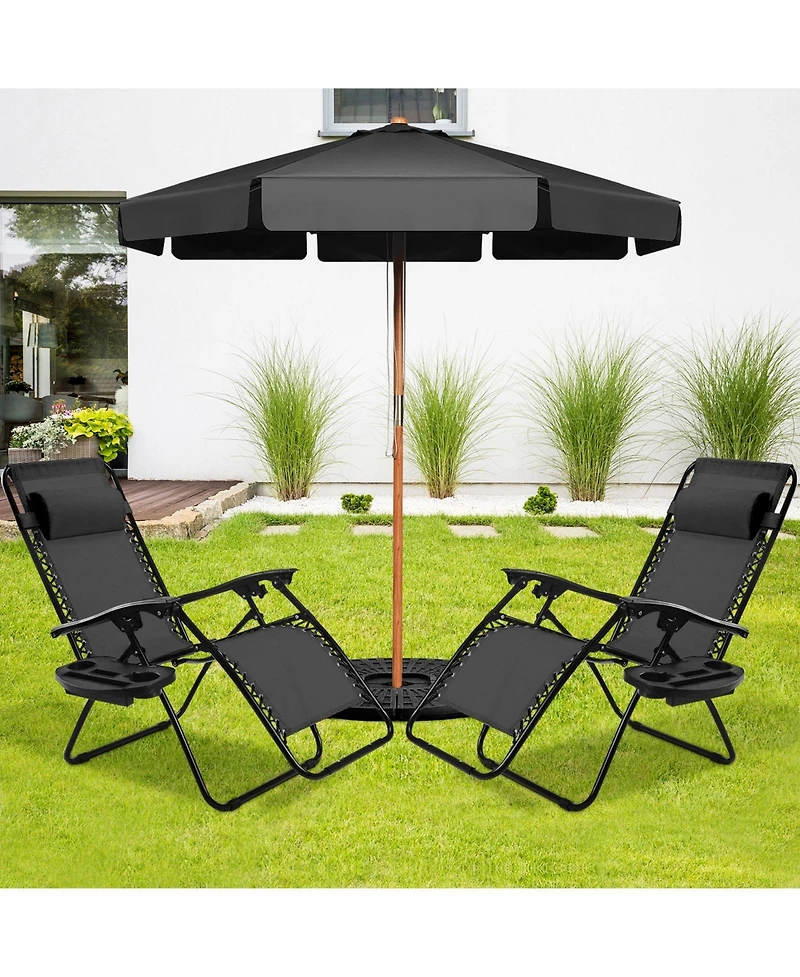 Slickblue 2 Pieces Folding Lounge Chair with Zero Gravity