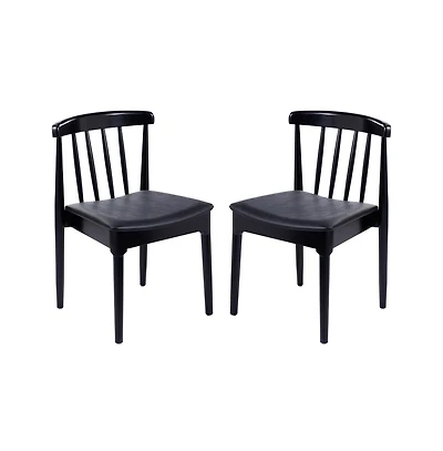 Emma+Oliver Charlize Set Of 2 Solid Wood Dining Chairs With Spindle Backrests And Vinyl Seats