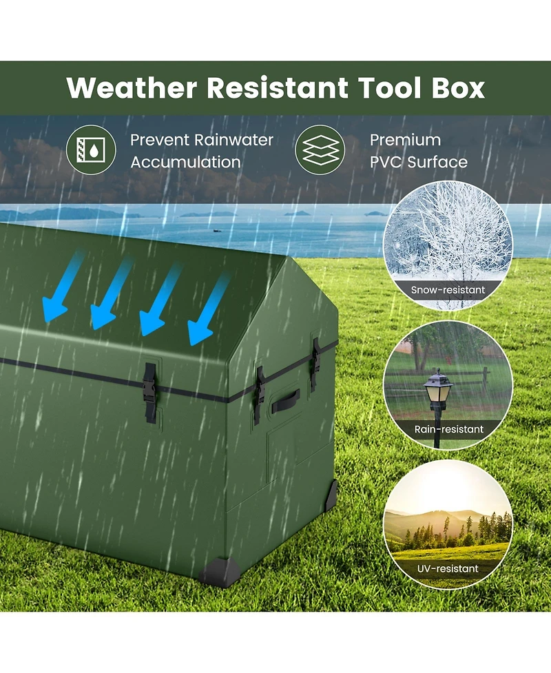 Slickblue Waterproof Outdoor Storage Box with Ventilated Window Adjustable Snap-Green
