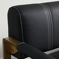 Simplie Fun 57.9" Width Modern Upholstery Faux Bonded Leather Loveseat Sofa