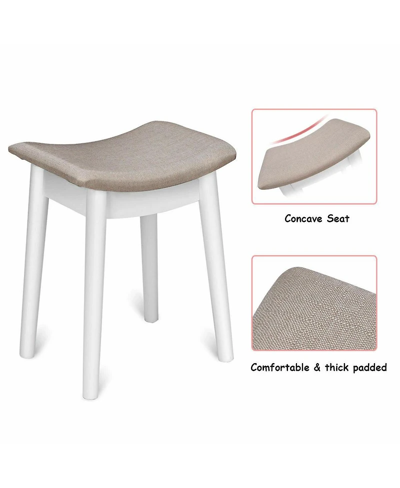 Sugift Vanity Dressing Table Set Flip Mirror Desk Furniture Stool