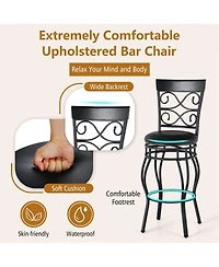 Costway Set of 2 Vintage Swivel Bar Stools 30'' Bistro Upholstered Dining Chairs