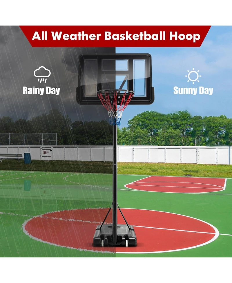 Slickblue 4.25-10 Feet Adjustable Basketball Hoop System with 44 Inch Backboard-a
