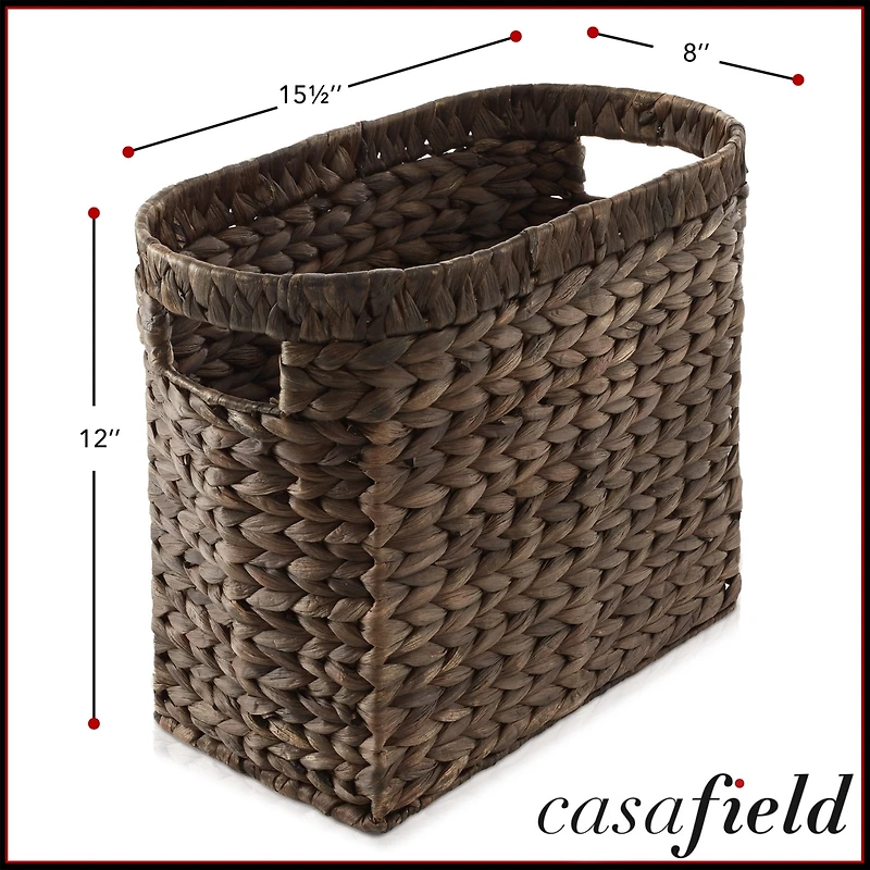 Casafield Magazine Holder Basket with Handles - Oval Seagrass Storage Bin for Bathroom, Home Office