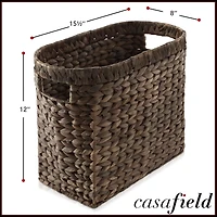 Casafield Magazine Holder Basket with Handles - Oval Seagrass Storage Bin for Bathroom, Home Office