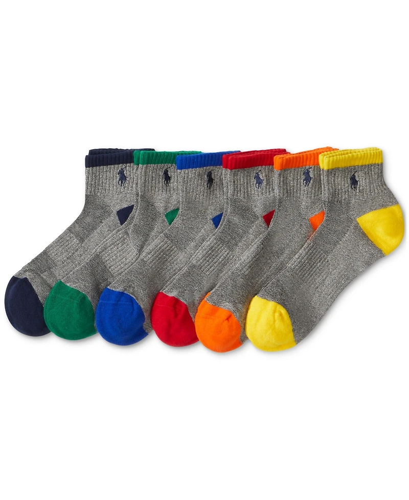 Polo Ralph Lauren Men's 6-Pk. Performance Tipped Color Heel Toe Quarter Socks