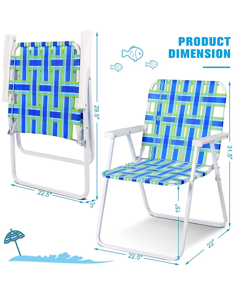 Slickblue 6 pcs Folding Beach Chair Camping Lawn Webbing