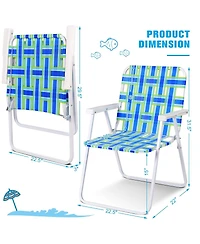 Slickblue 6 pcs Folding Beach Chair Camping Lawn Webbing