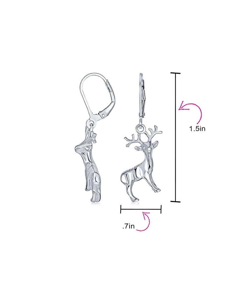 Bling Jewelry Hunter Outdoor Buck Elk Moose Antelope Christmas Rudolph Reindeer Dangle Earrings Lever back Sterling Silver