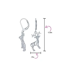 Bling Jewelry Hunter Outdoor Buck Elk Moose Antelope Christmas Rudolph Reindeer Dangle Earrings Lever back Sterling Silver