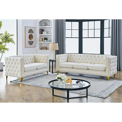 Streamdale 3 Seater + 2 Seater Combination Sofa.Beige Velv