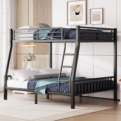 Streamdale Black Metal Bunk Bed, Full Xl Over Queen