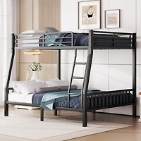 Streamdale Black Metal Bunk Bed, Full Xl Over Queen