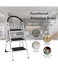 Sugift Heavy Duty Industrial Lightweight Folding Stool 3 Step Ladder