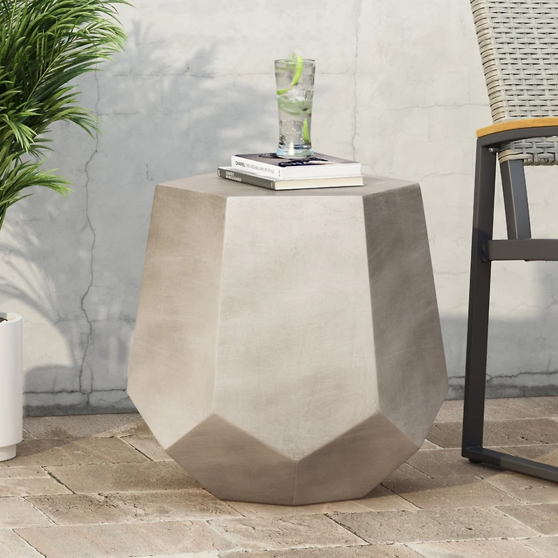 Streamdale Lightweight Concrete Geometric Side Table for Outdoor Spaces