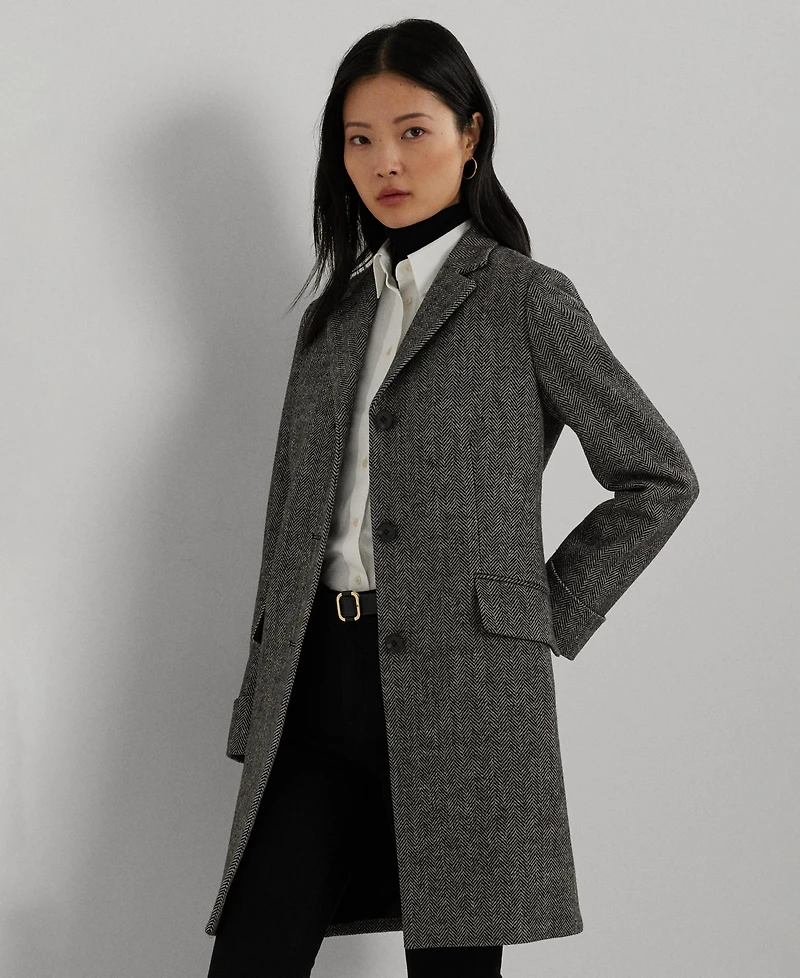 Lauren Ralph Petite Notched-Collar Walker Coat
