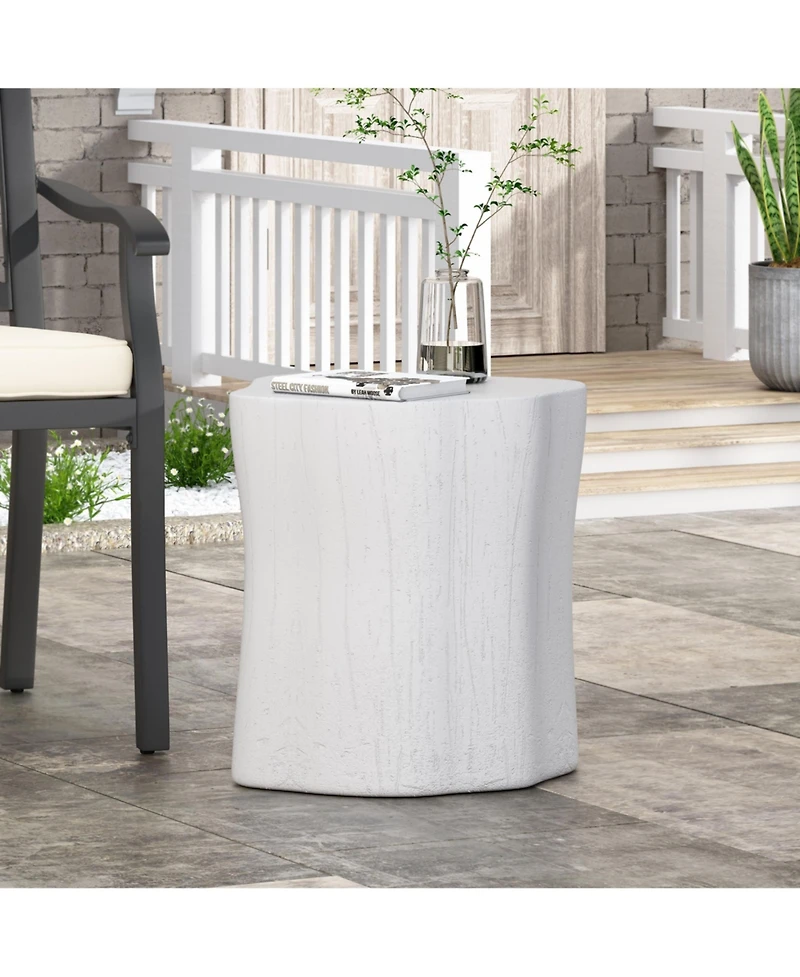 Streamdale Lightweight Concrete Side Table with Charming Tree Stump Design