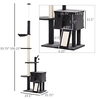 Streamdale Furniture PawHut Adjustable Height Cat Tree with Multiple Activities and Scratching Posts