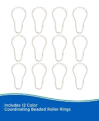 Kenney Medium Weight Peva Shower Curtain Liner and Beaded Roller Ring Set