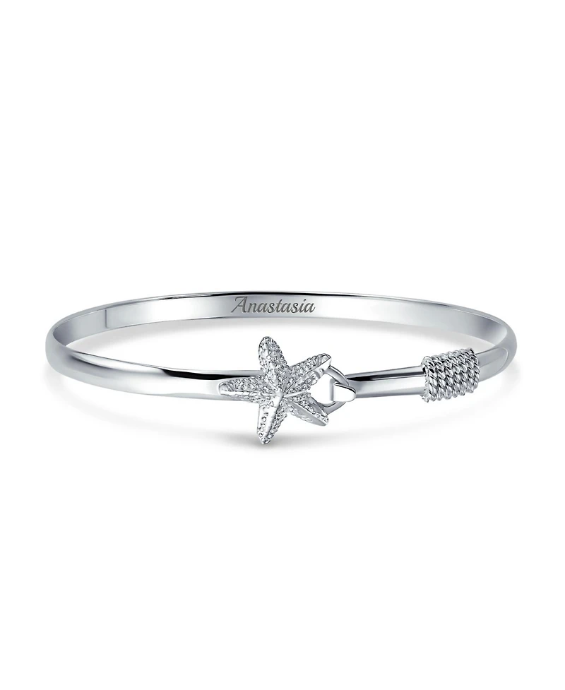 Bling Jewelry Nautical Starfish Tropical Beach Bangle Bracelet Sterling Silver Eye Hook Clasp
