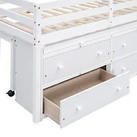 Streamdale Loft Bed with Retractable Desk and Drawers