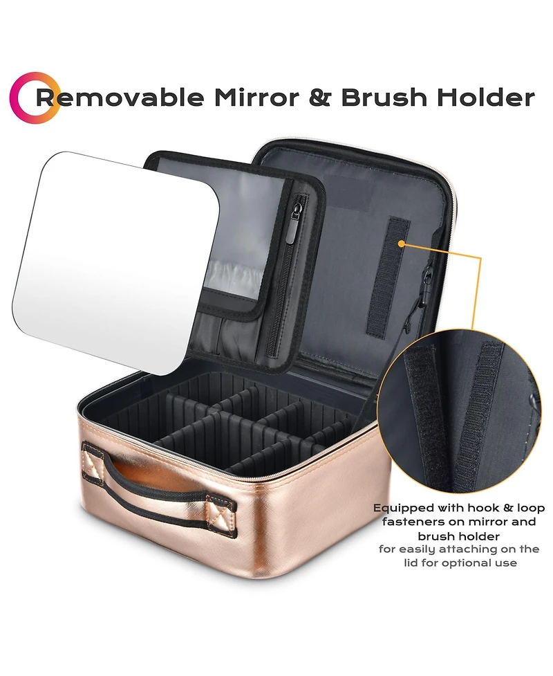 Byootique Small Makeup Case Cosmetic Bag Storage Box Mirror Toiletry Organizer